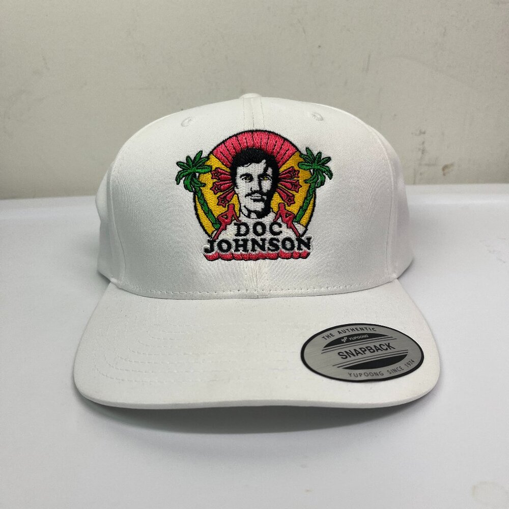 Doc Johnson Hat White Snapback Palm Trees Women Men's Neon Bright Colorful